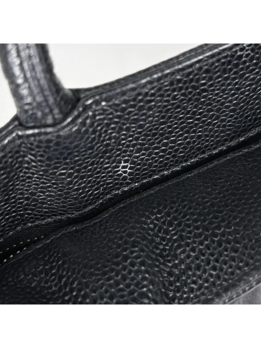 Chanel Reissue Tote CC Logo Quilted Caviar Leather Black